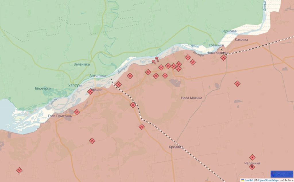Херсонщина: правий та лівий береги. Дані DeepState, 6 грудня 2024 року